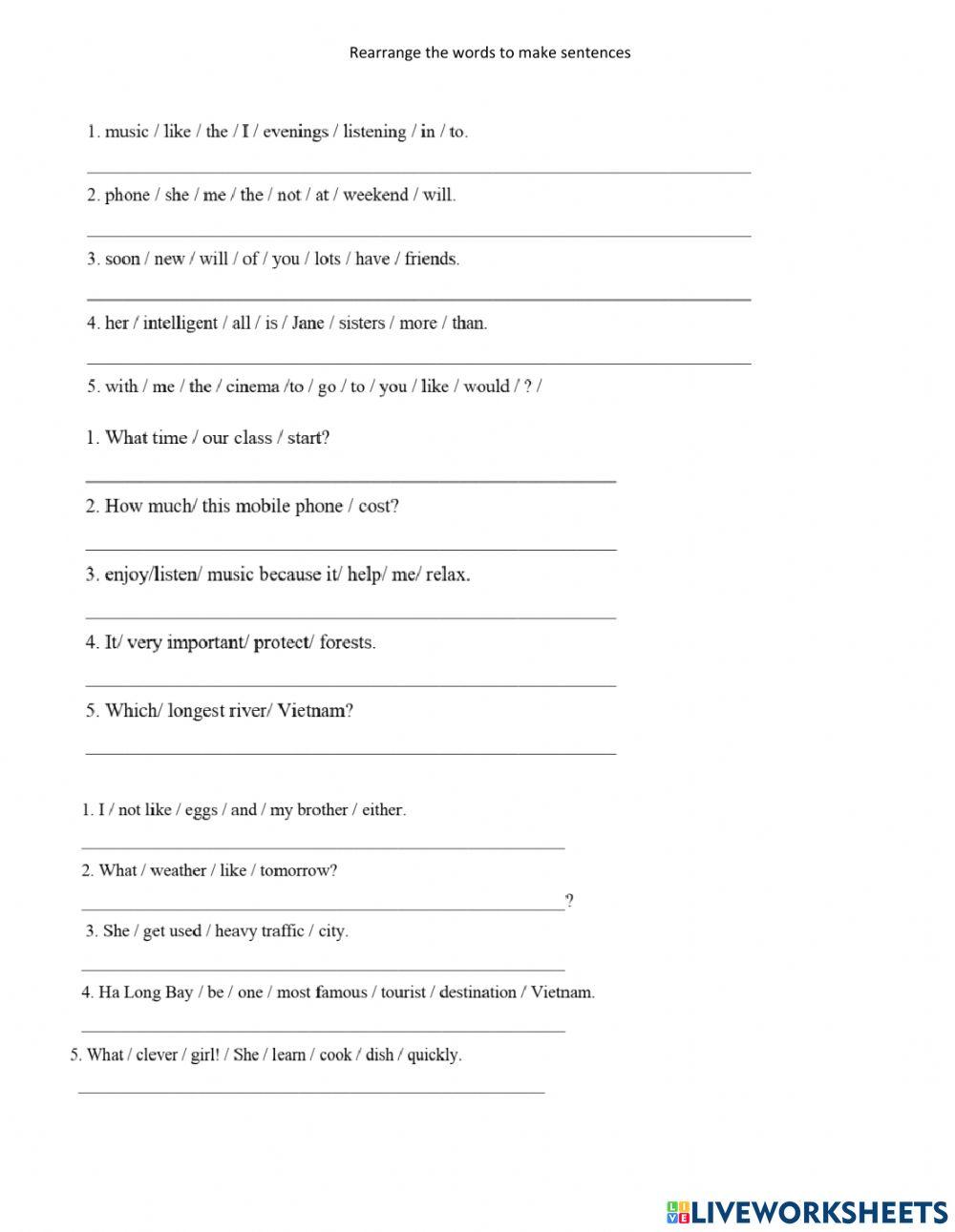 Rearrange The Words To Form Past Sentences ESL Worksheet By, 52% OFF