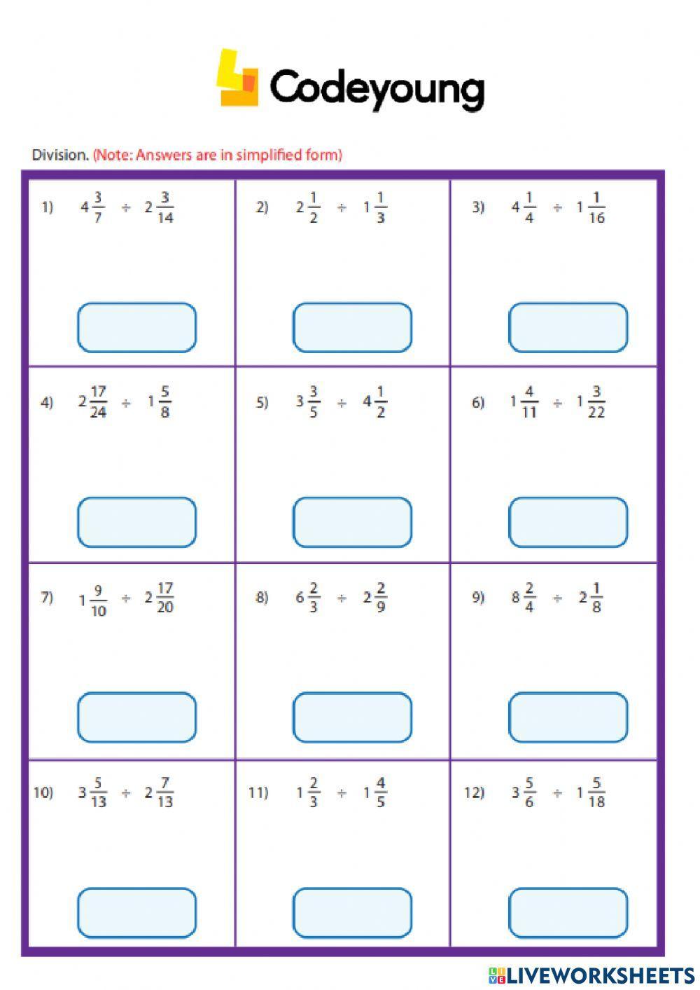 2072482 Division of Fractions by Fractions Concept CW