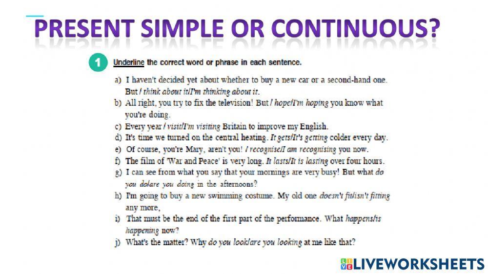 C1 present simple or continuous