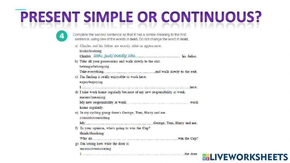 C1 present simple or continuous