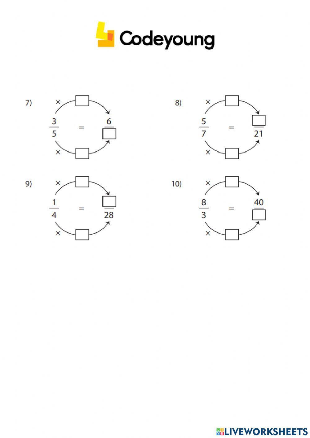 Equivalent Fractions Concept HW