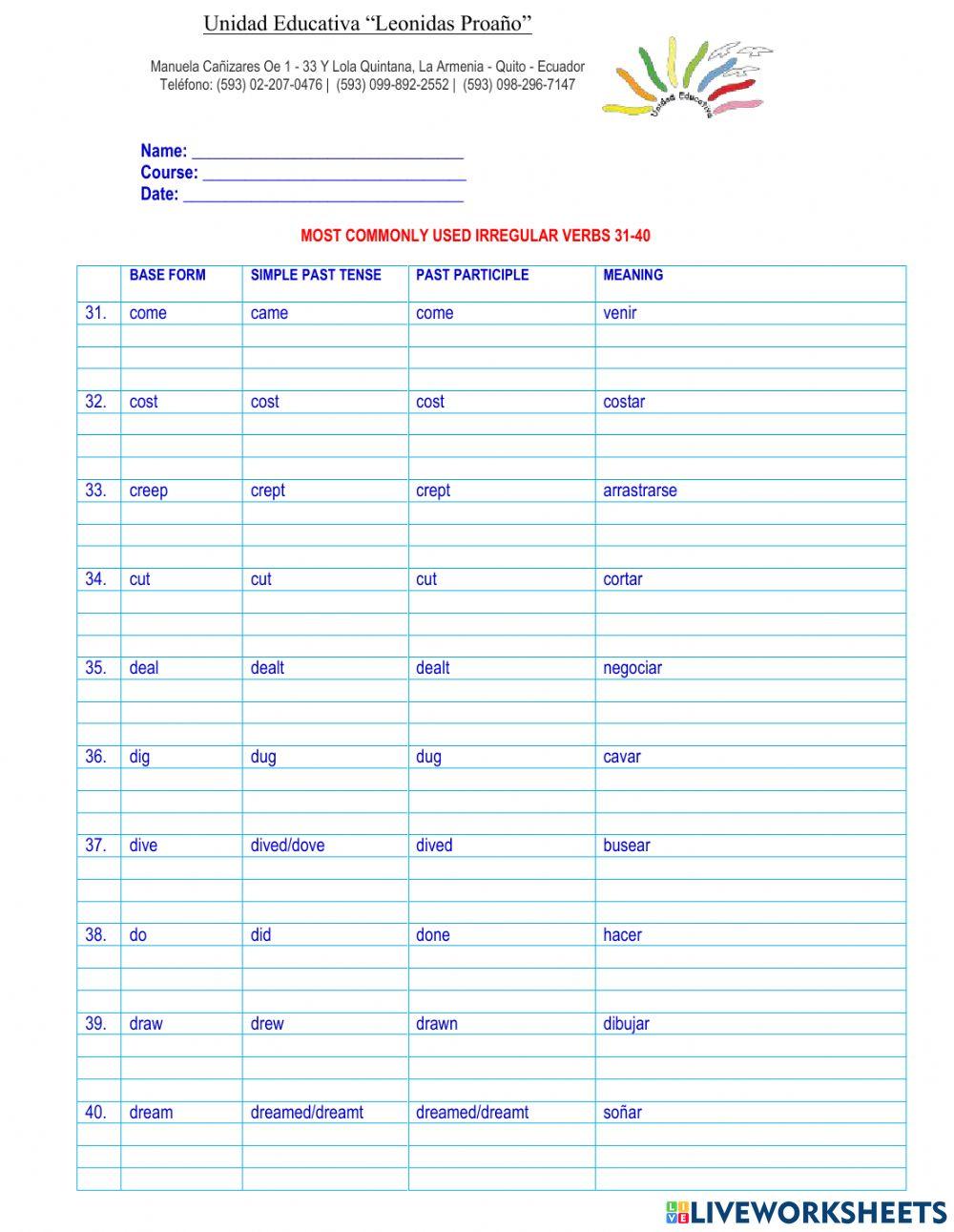 Verbs 31-40