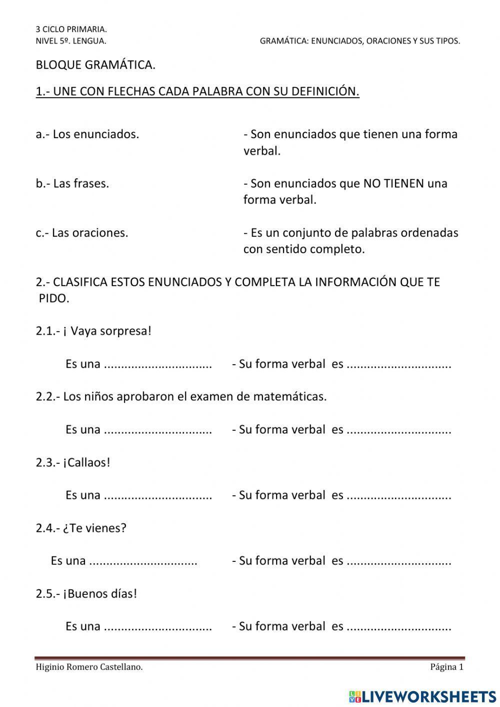 Enunciados y oraciones