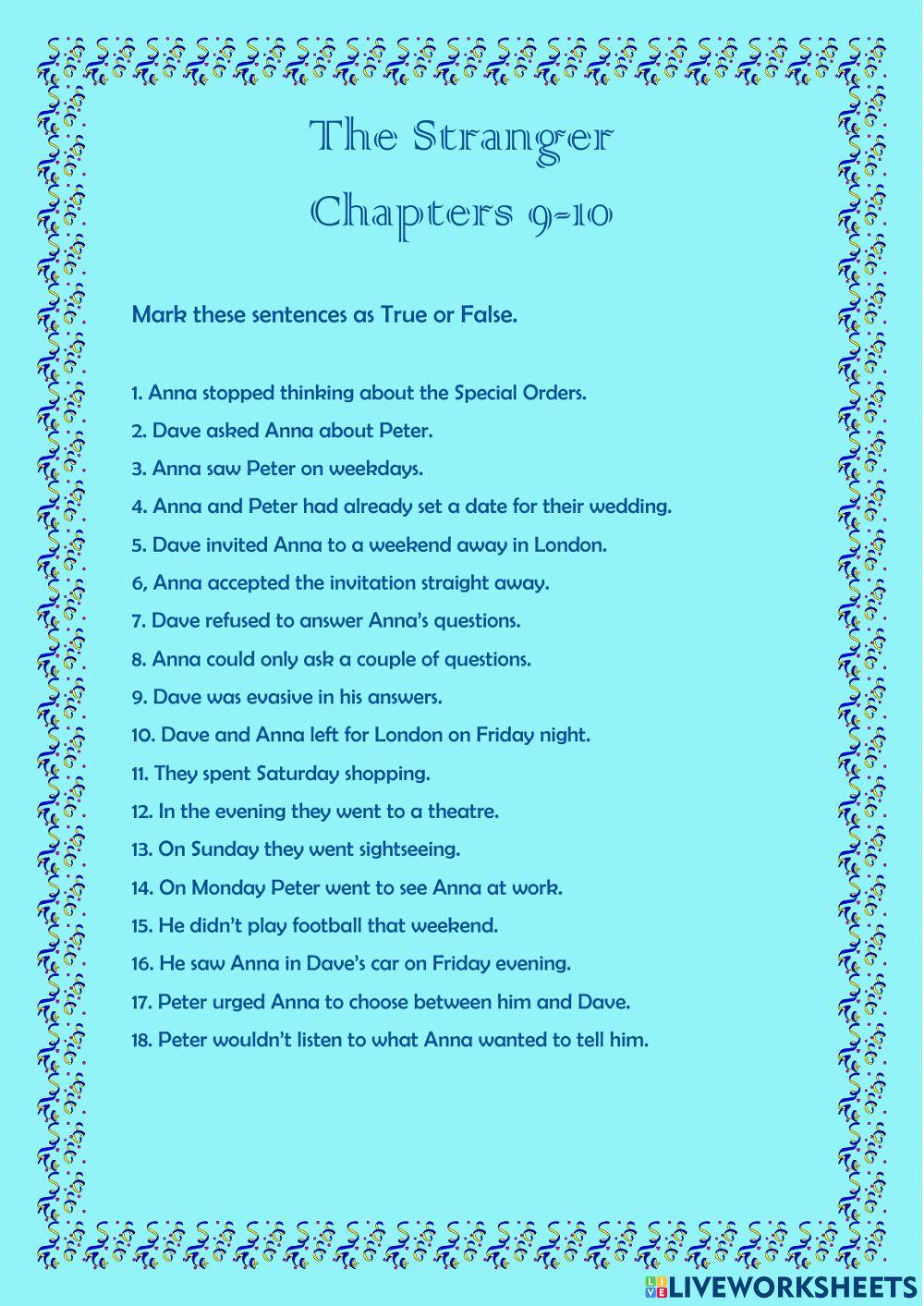 The Stranger: Chapters 9-10