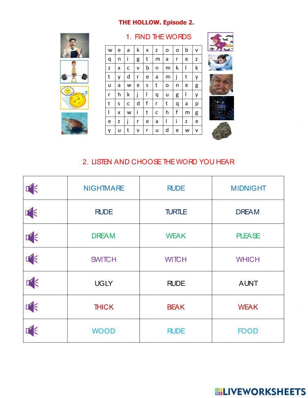 The Hollow. 1-2 Words + Listening