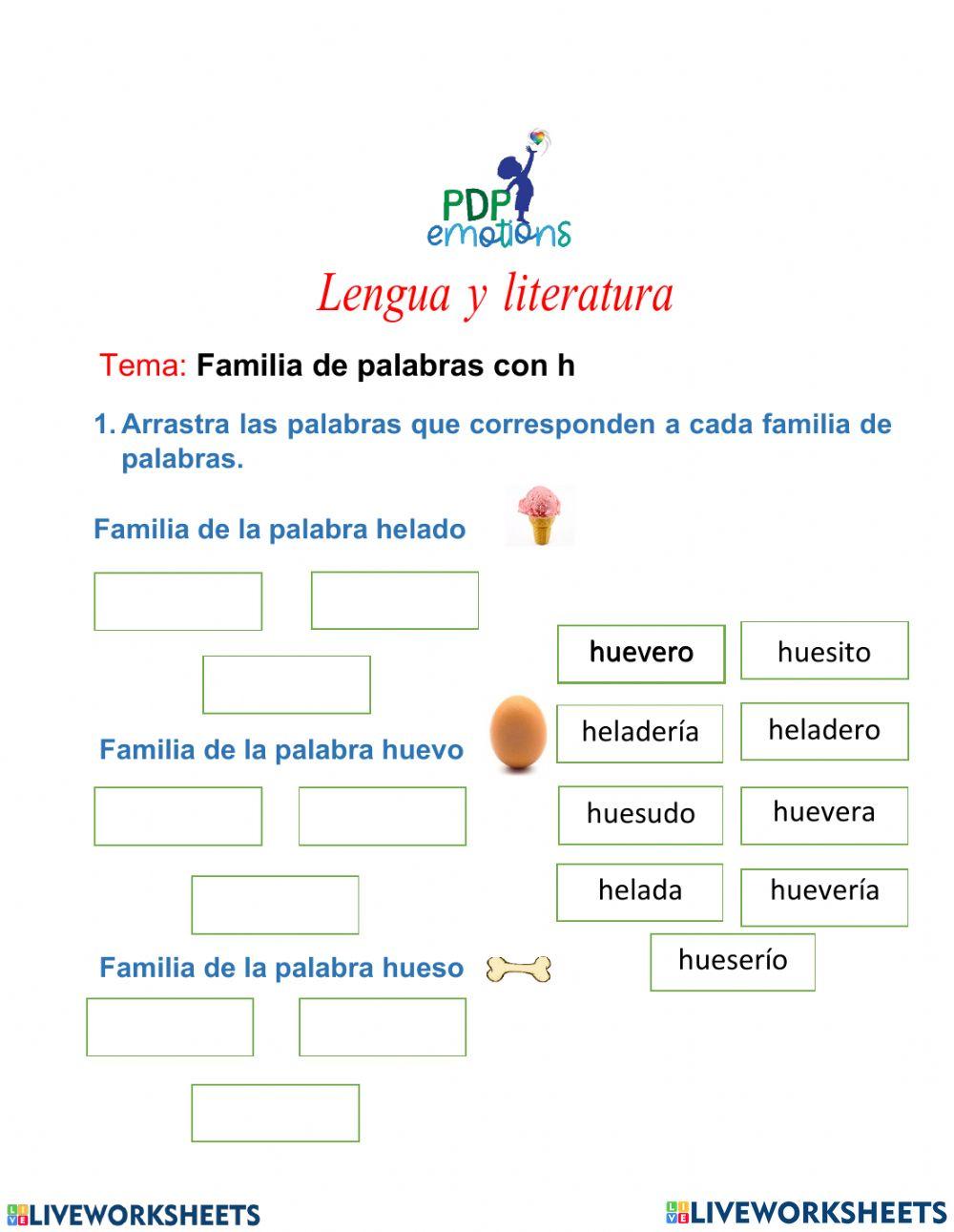 Familia de palabras con h.