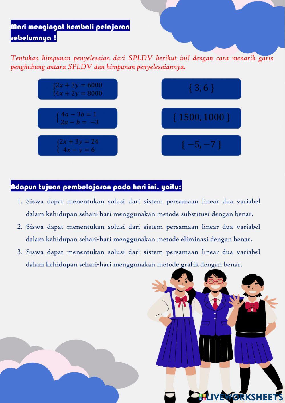 SPLDV Pendahuluan (Substitusi dan Eliminasi)