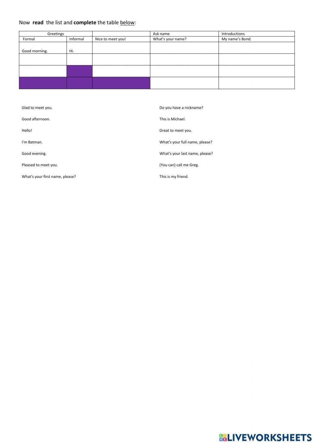 Greetings and Introductions