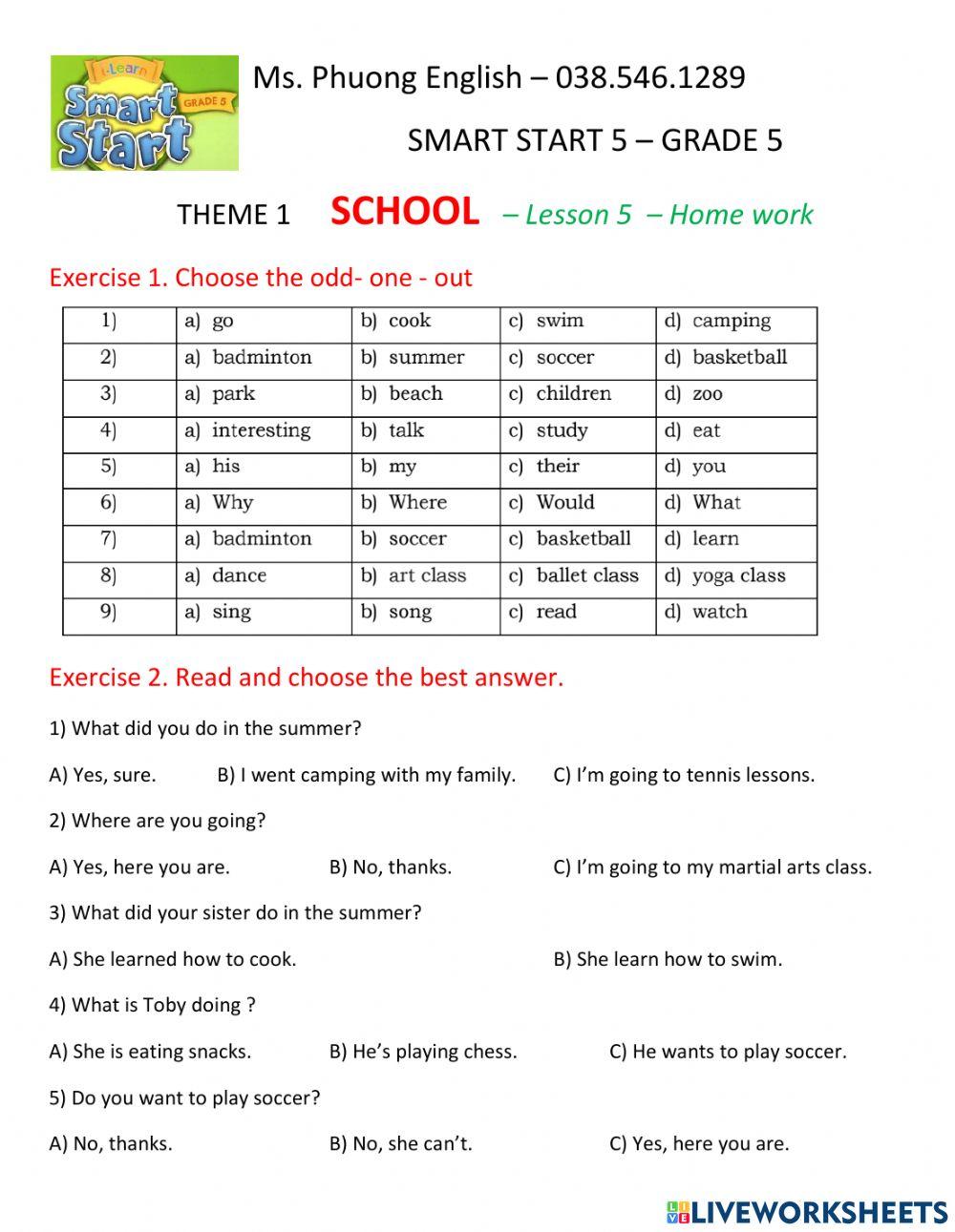 Grade 5 - theme 1 - lesson 5