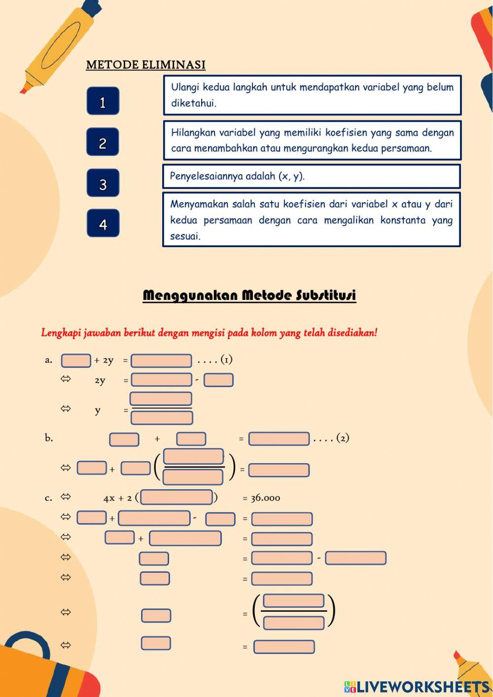 SPLDV LKPD (Substitusi dan Eliminasi)