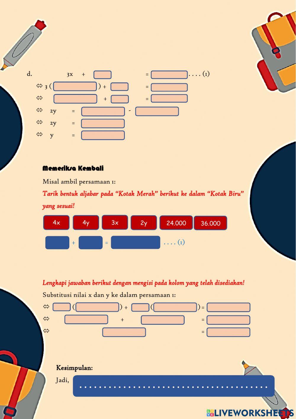 SPLDV LKPD (Substitusi dan Eliminasi)