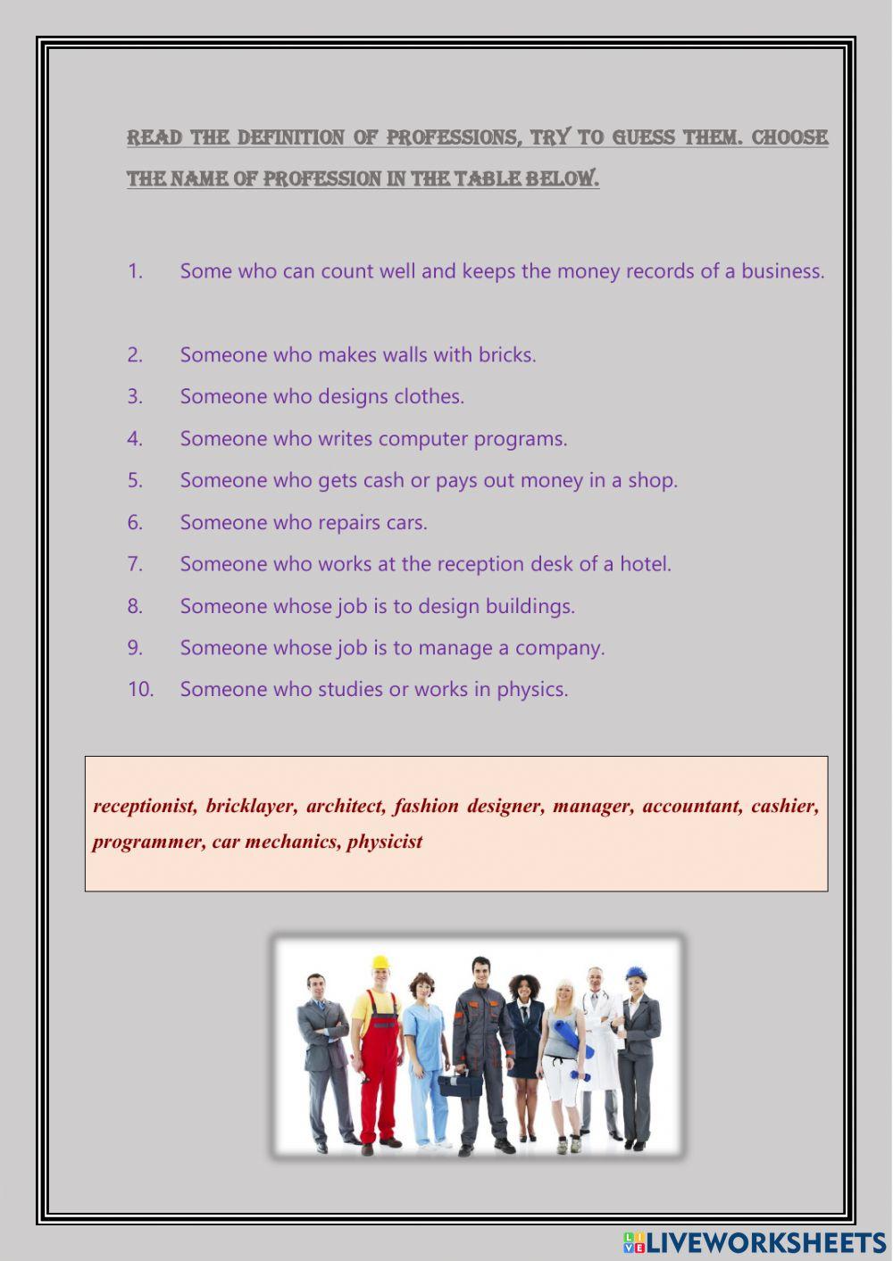 Jobs and professions