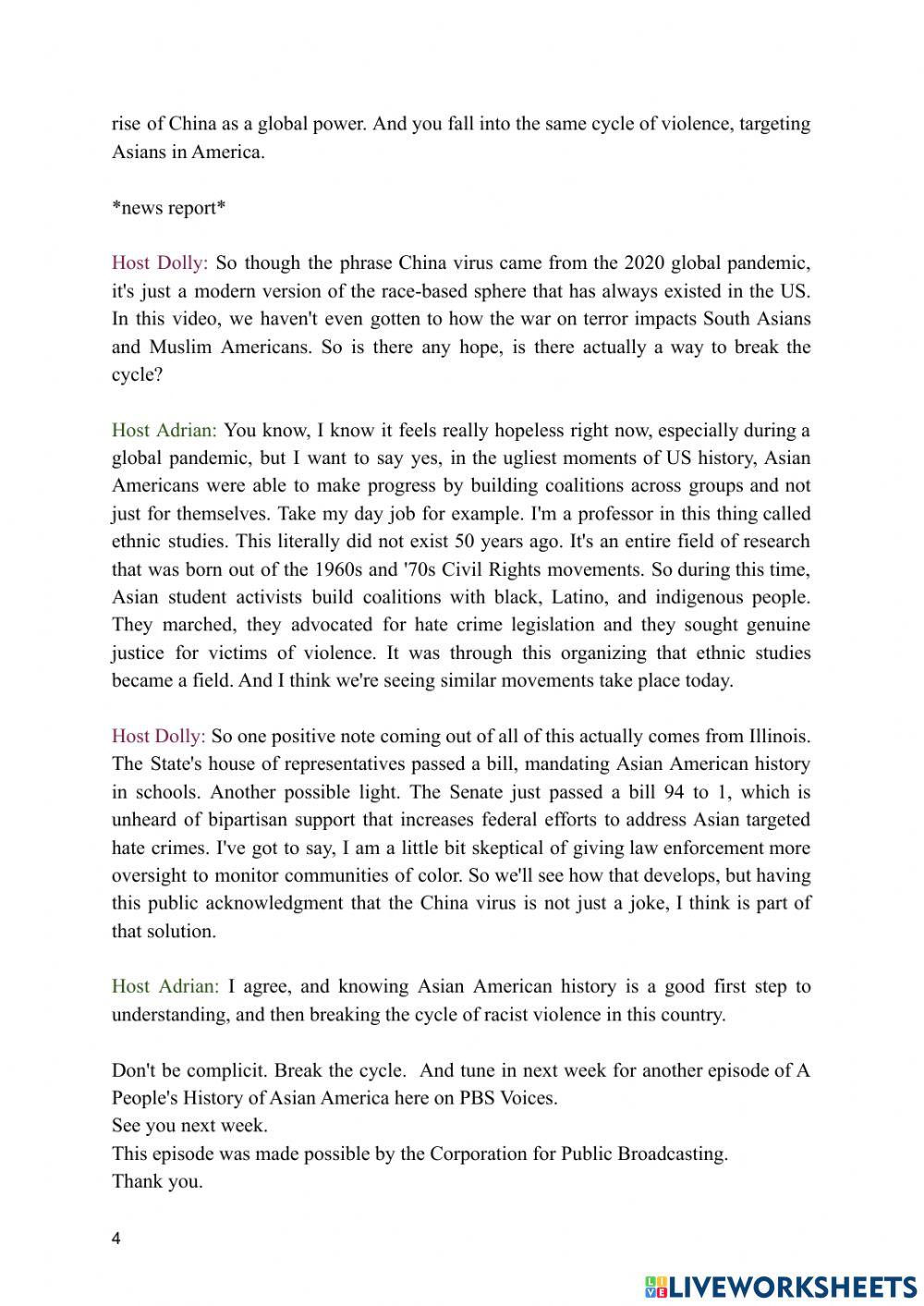 Why “The China Virus” Has Always Been A Part Of U.S. History- Fill in the blanks