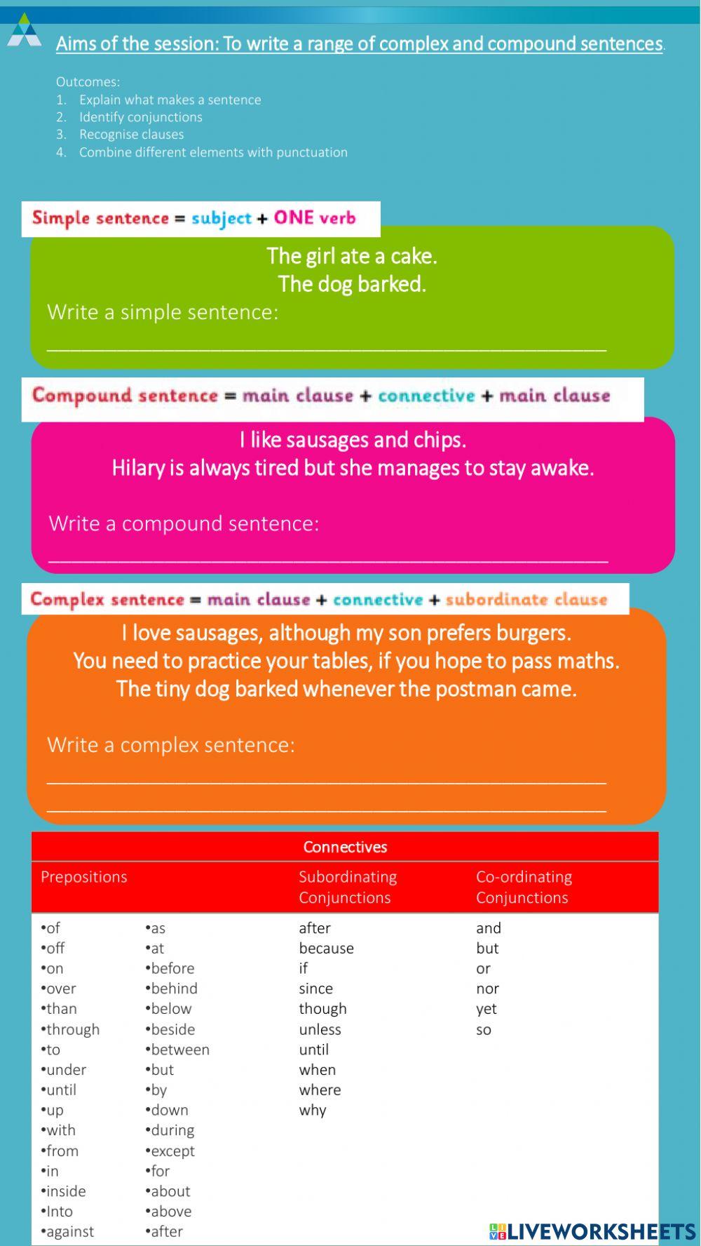 Compound and complex sentences