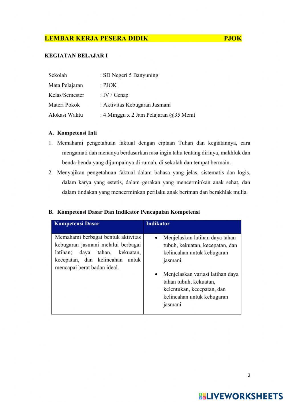 E-LKPD PJOK Kebugaran Jasmani