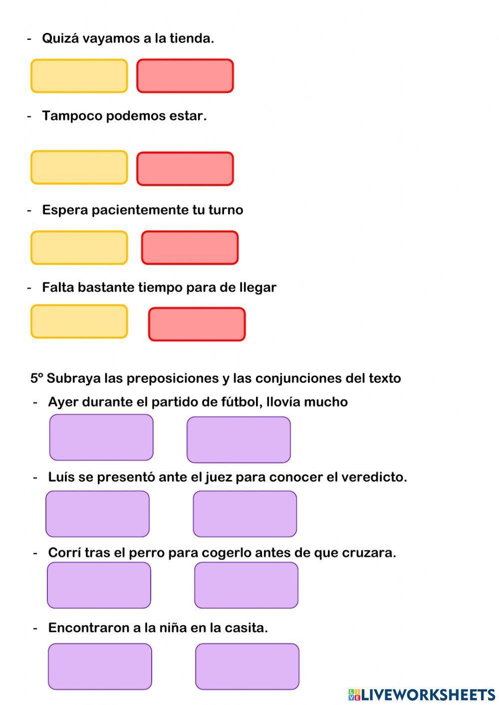 Adverbios, Conjunciones y preposiciones