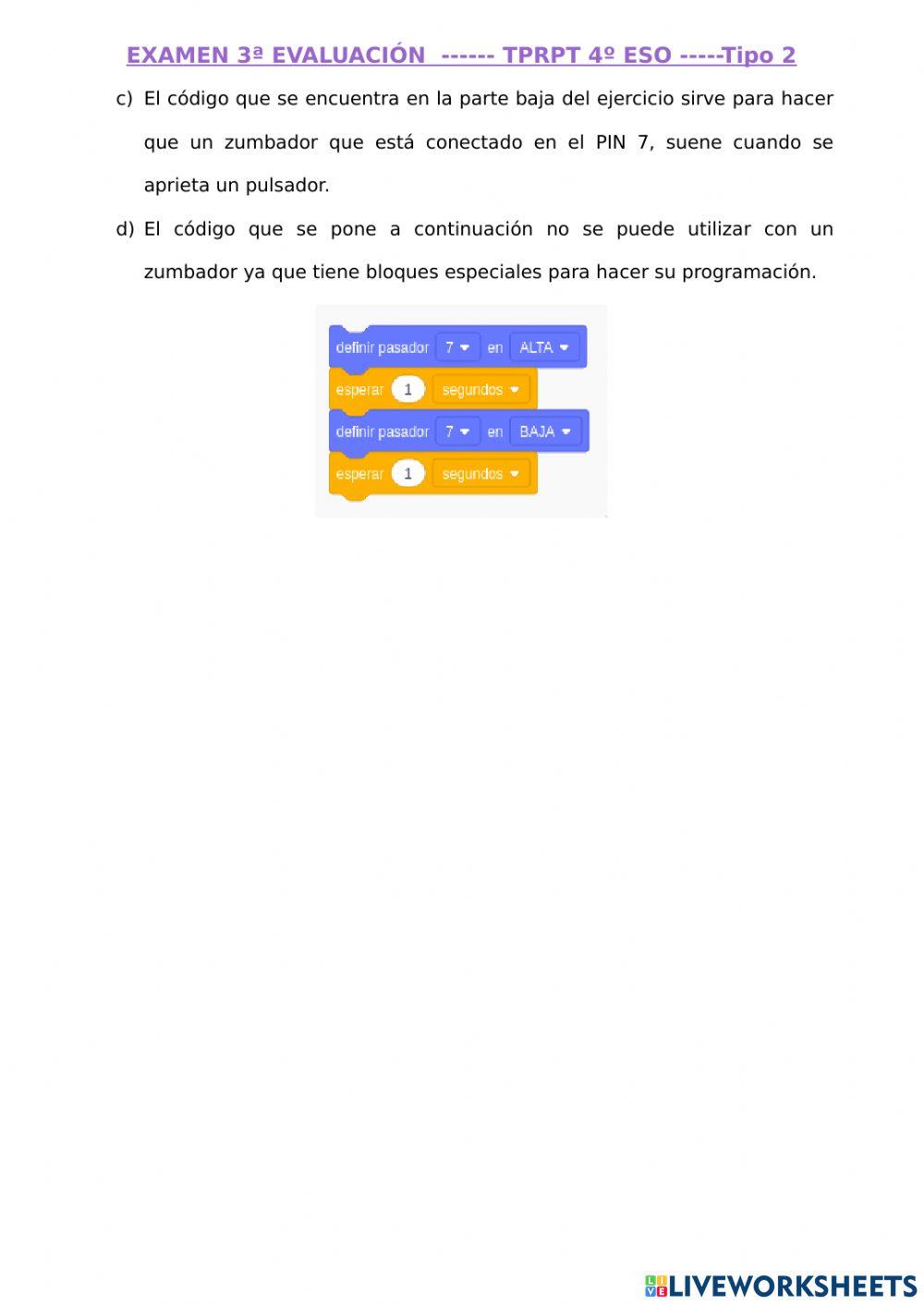 Examen TPR 4º Evaluación 3 - TIPO 2