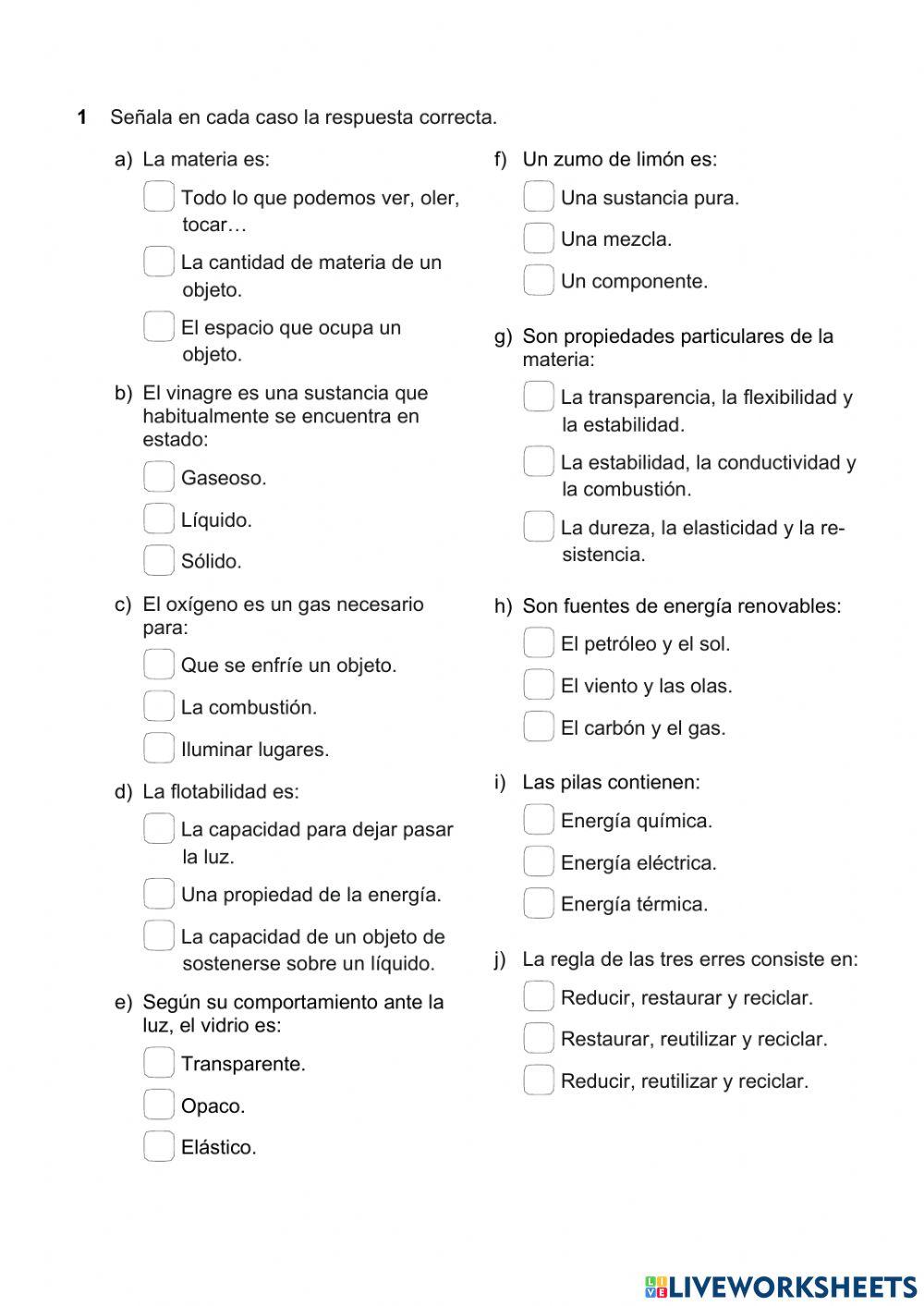 Ciencias Naturales 3º  La materia 