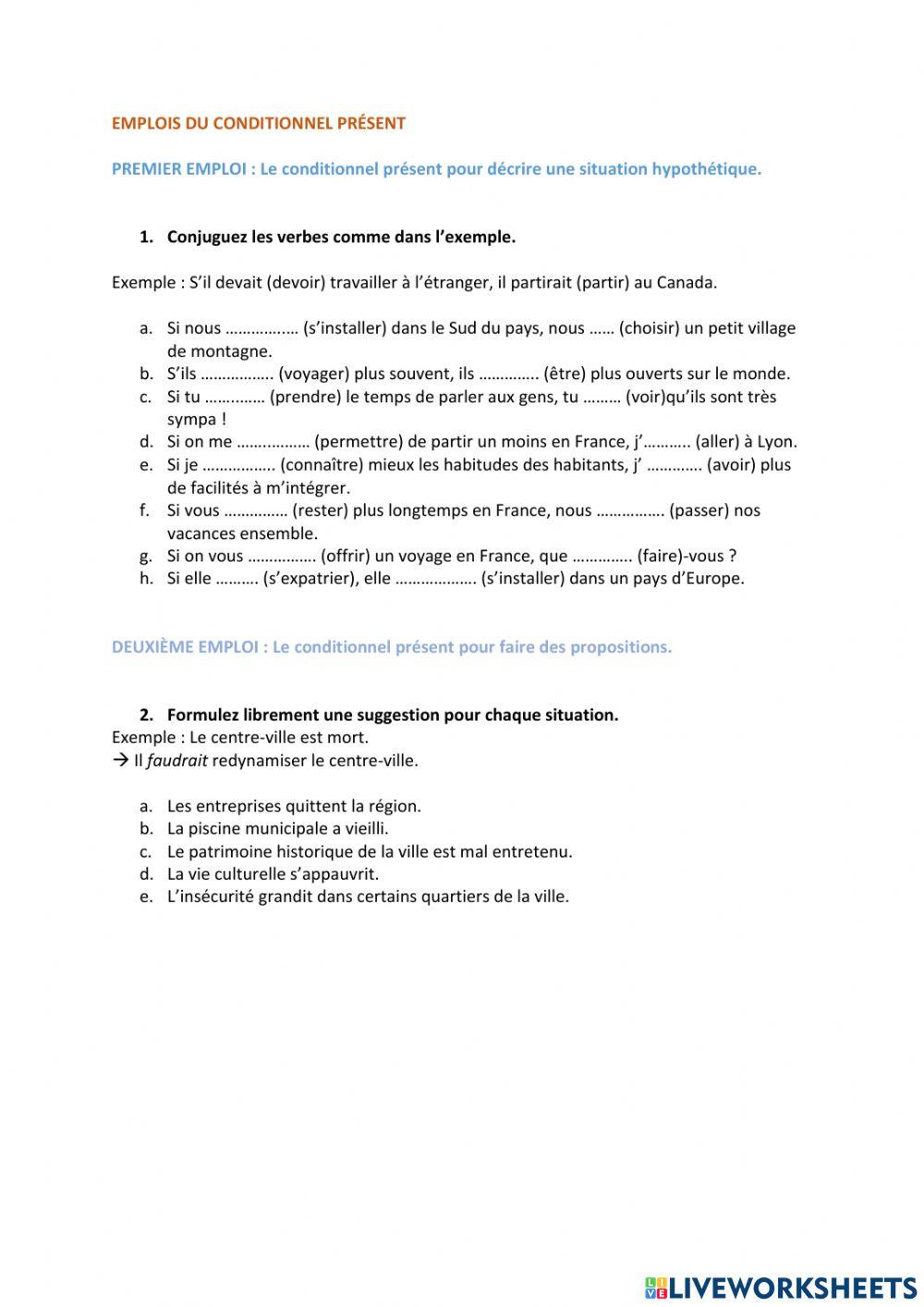 Emplois du conditionnel présent