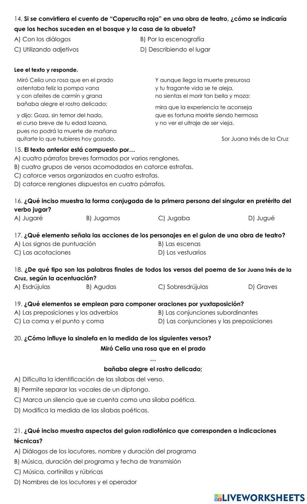 Repaso exámen español mayo