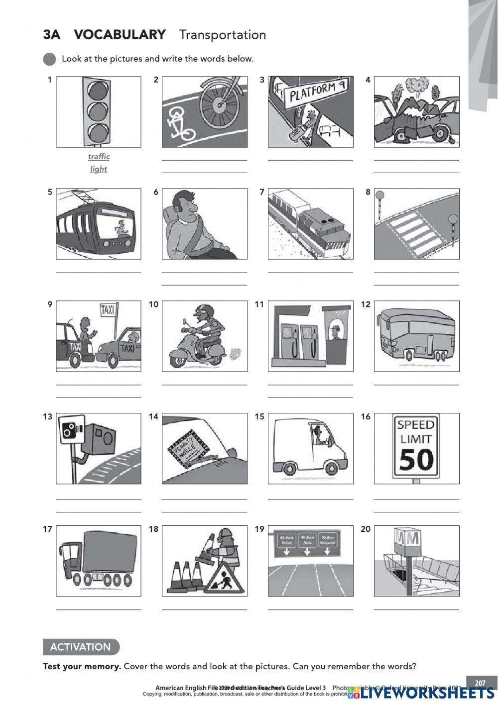 AEF 3 - Unit 3A - Transportation Vocabulary