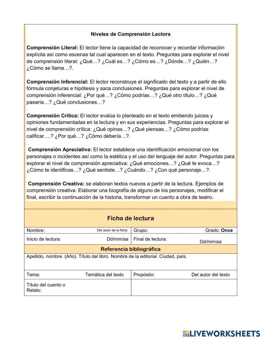 Niveles de Comprensión Lectora