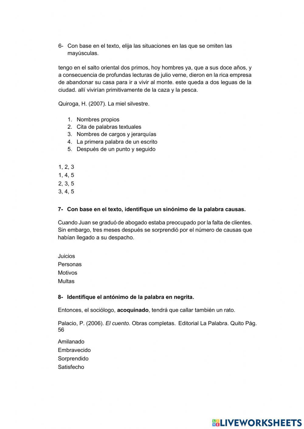 Evaluación Lengua y Literatura