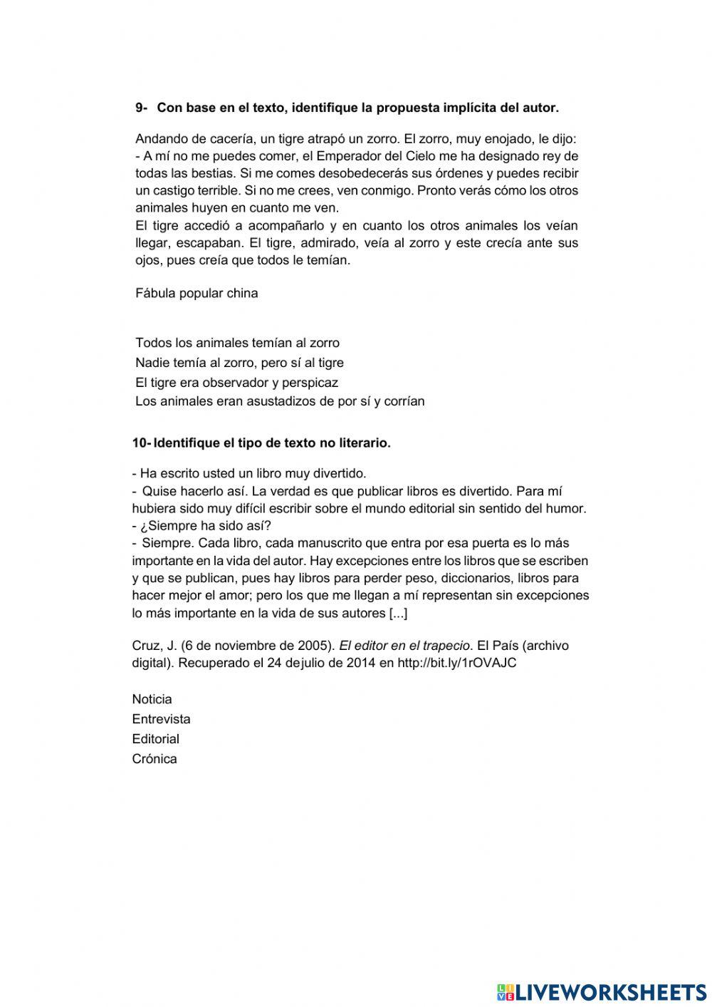 Evaluación Lengua y Literatura