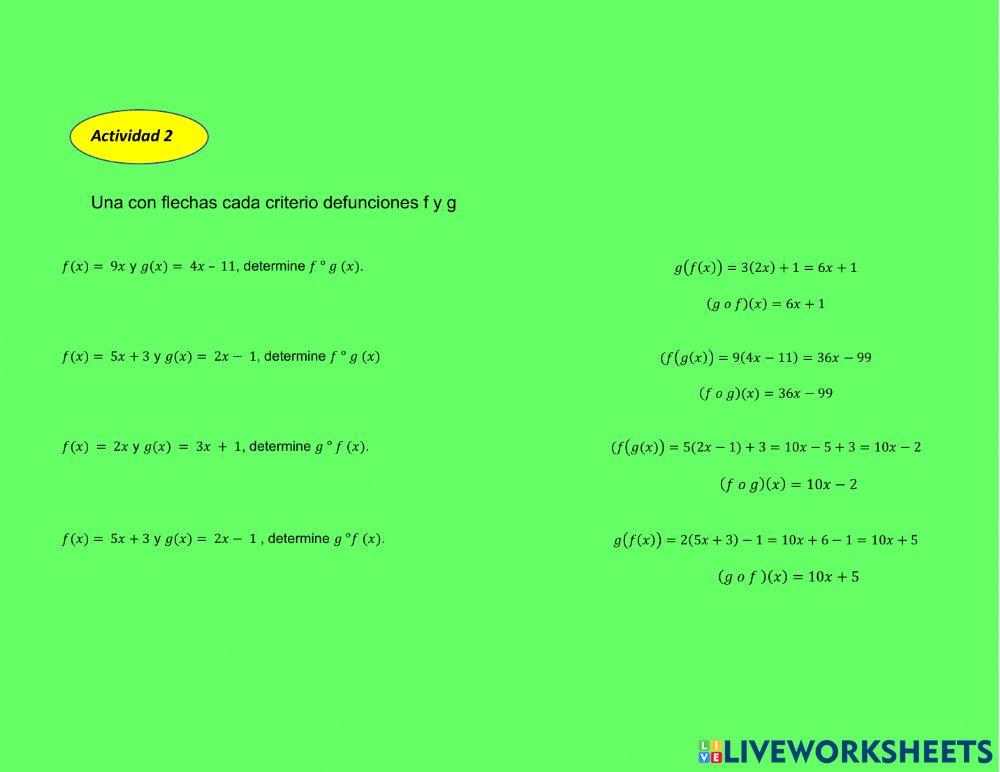 Calcular la composición de dos funciones