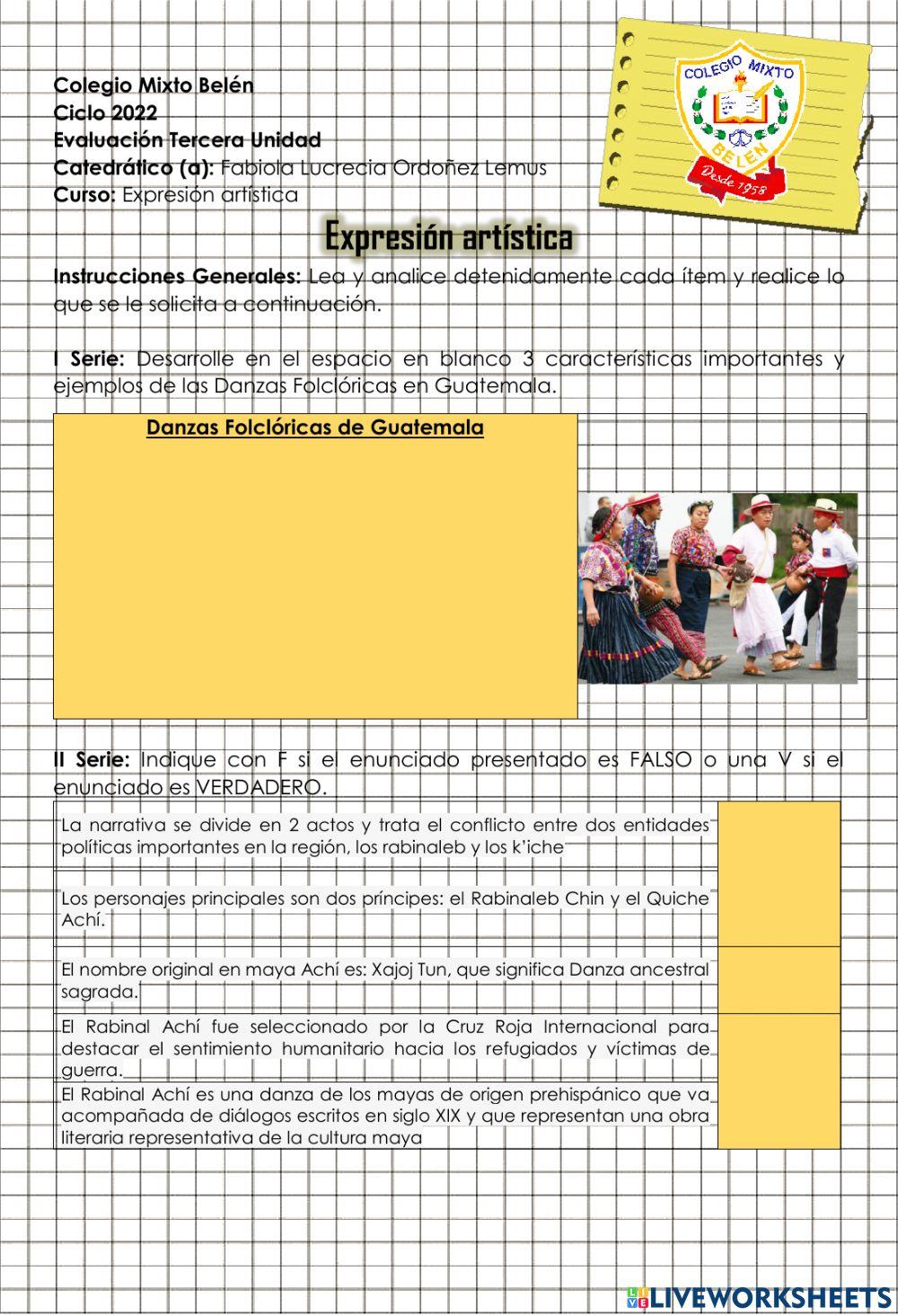 Evaluación - Expresión Artística III Unidad V.B