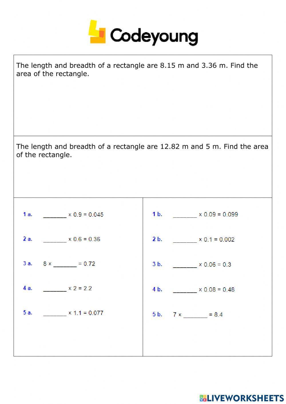 Multiplication of Decimals Concept Advanced