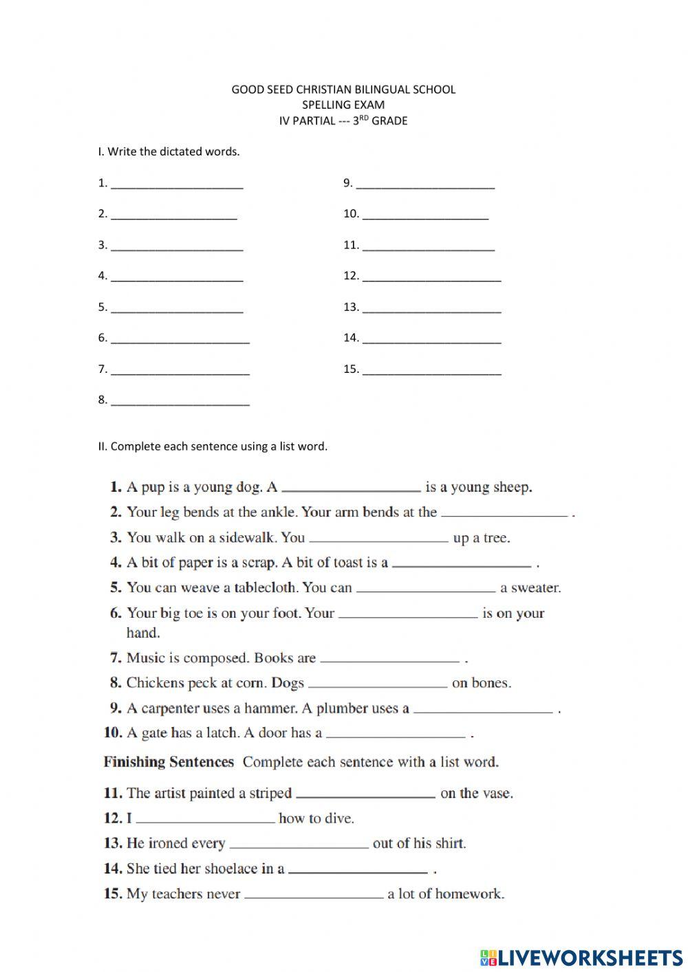 Consonant patterns Exam