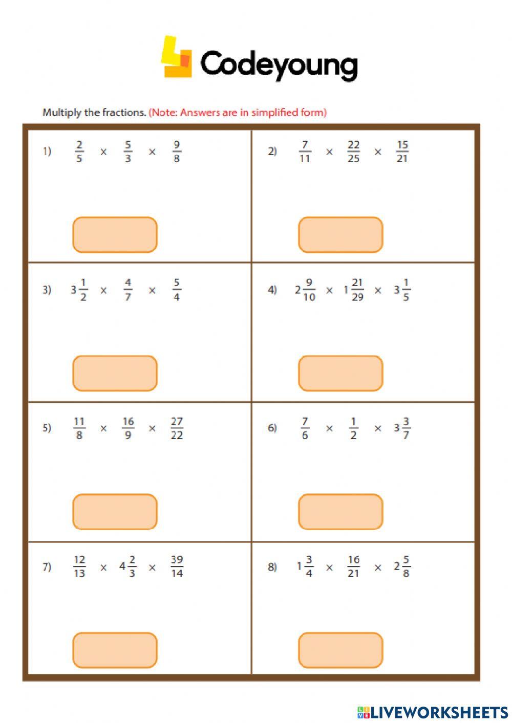 Multiplication of Fractions by Fractions Application