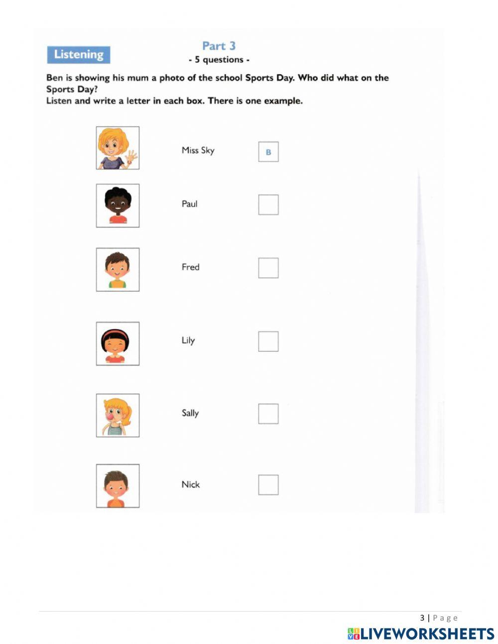 Succeed in Movers - Listening - Test 1