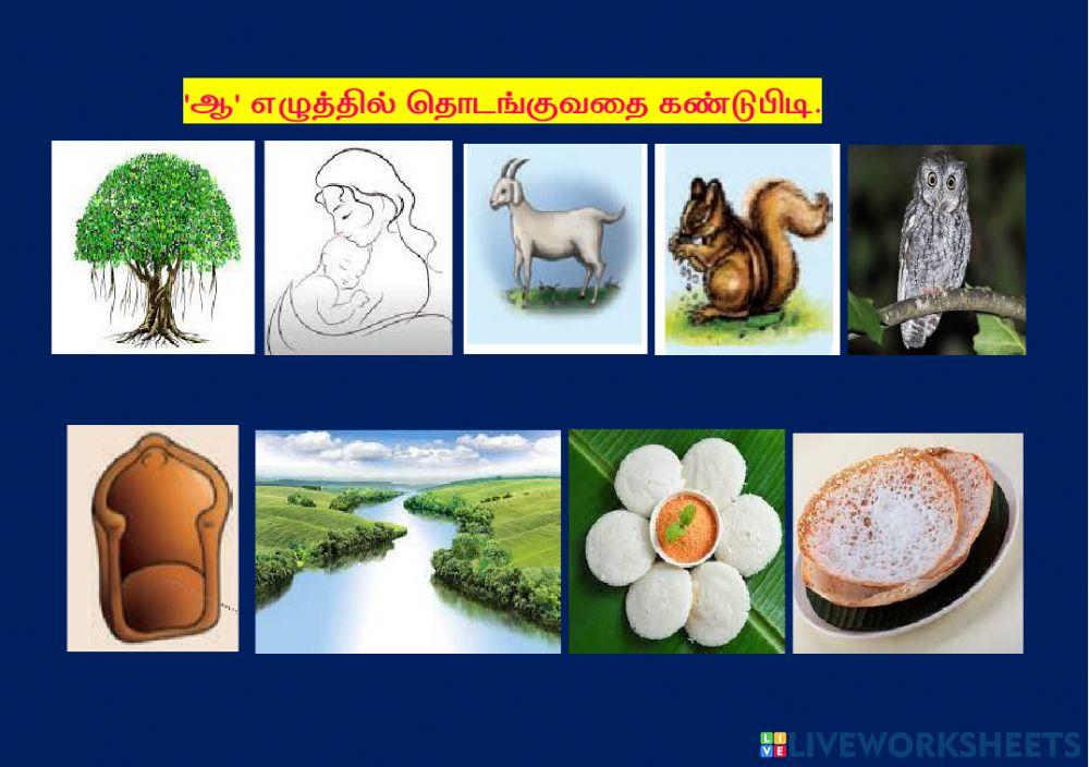 ஆ எழுத்தில் துவங்கும் பெயர்களை அறிதல்.