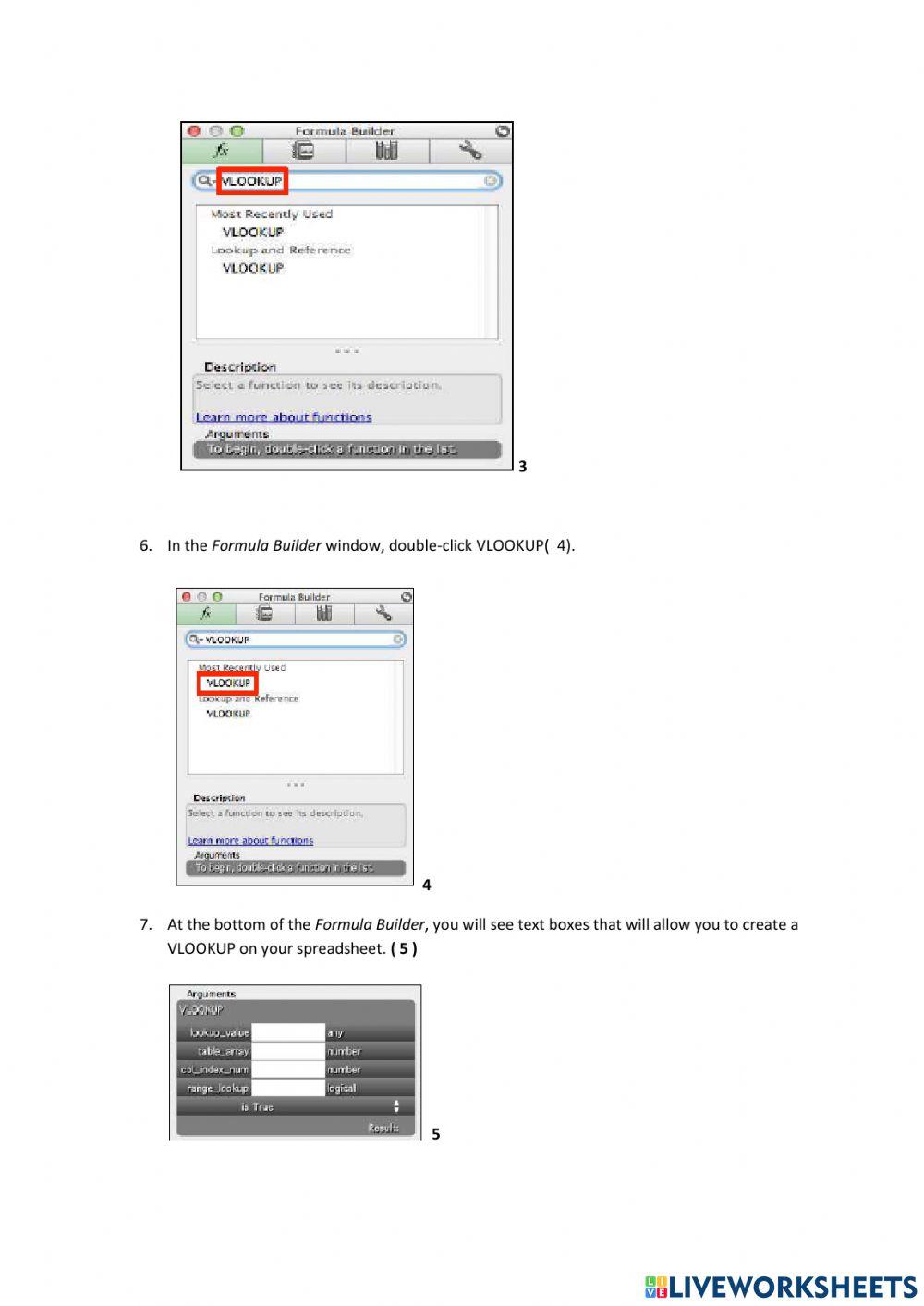 Lesson 2 VLOOKUP function worksheet | Live Worksheets