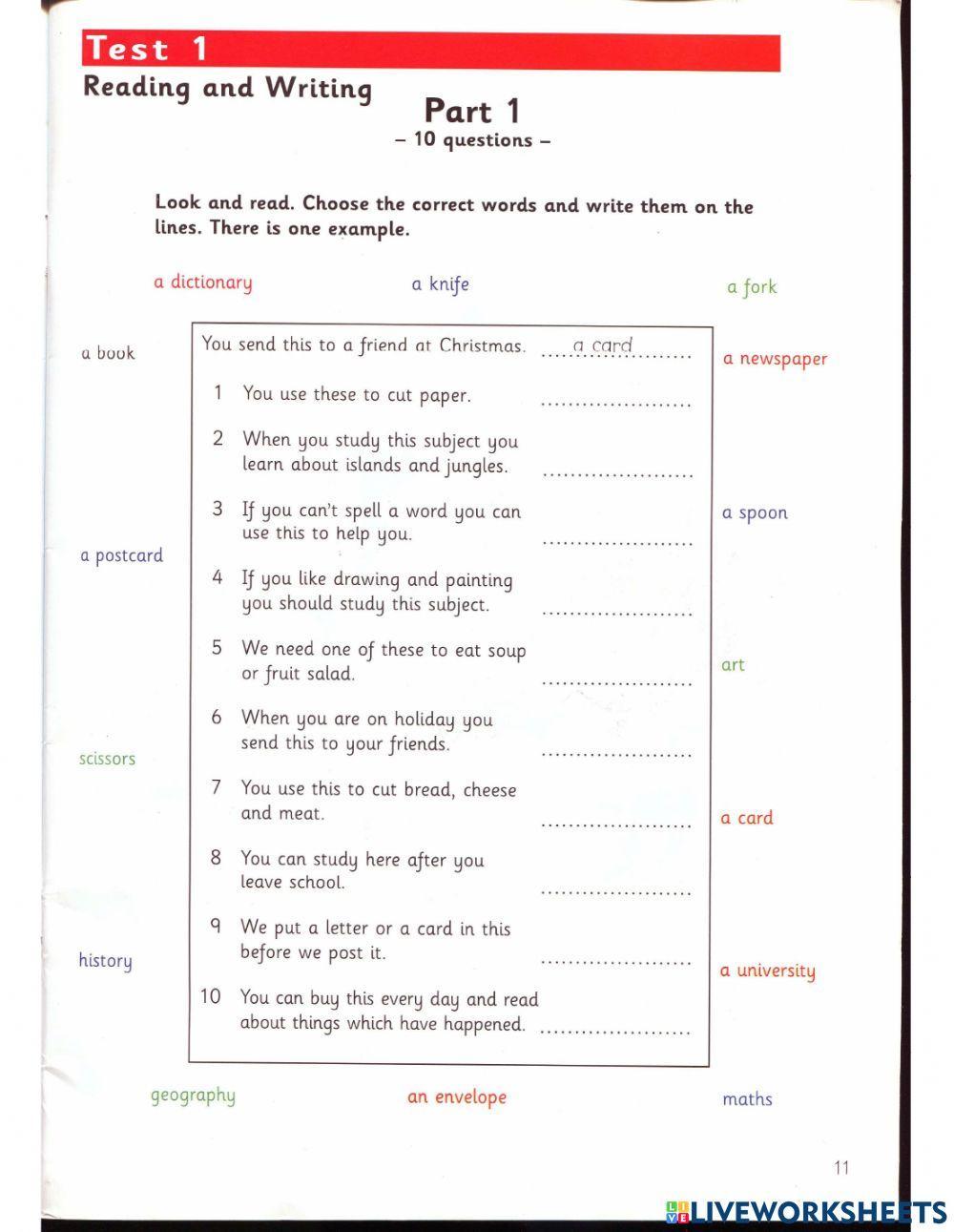 Flyer - Test 1 - Book 1 - Reading&Writing