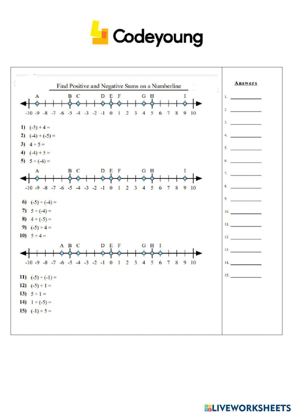 An Introduction to Addition of Integers Concept HW