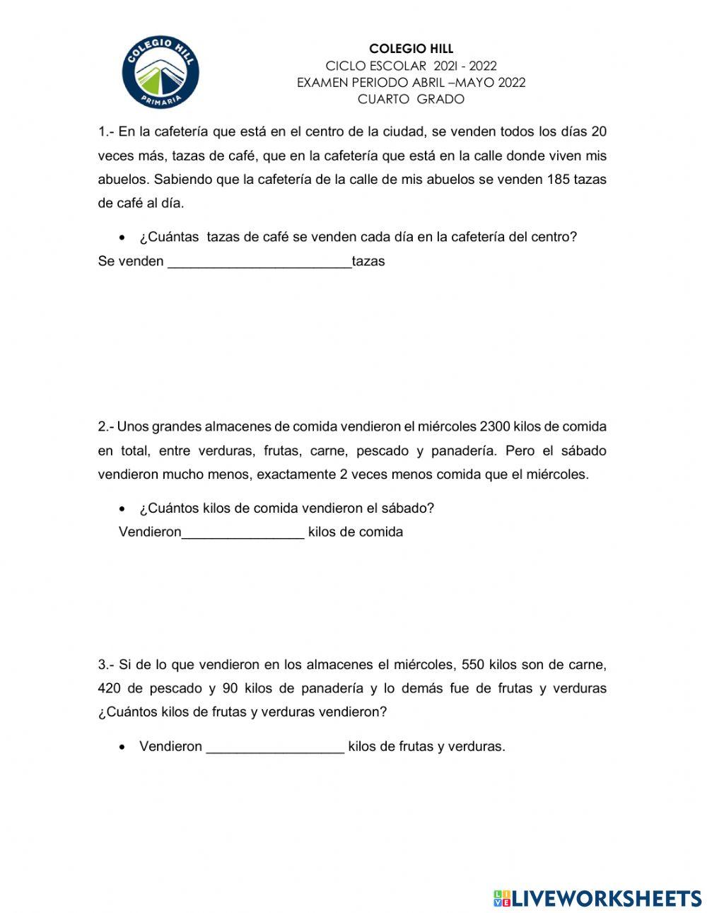 Examen matematicas