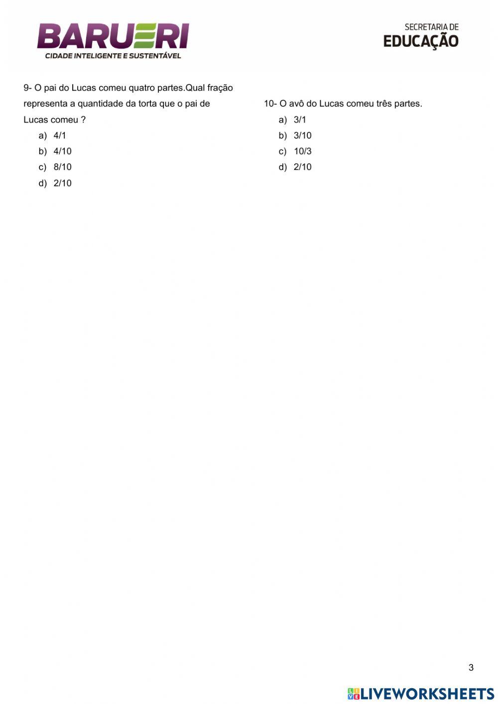 Avaliaçao matematica