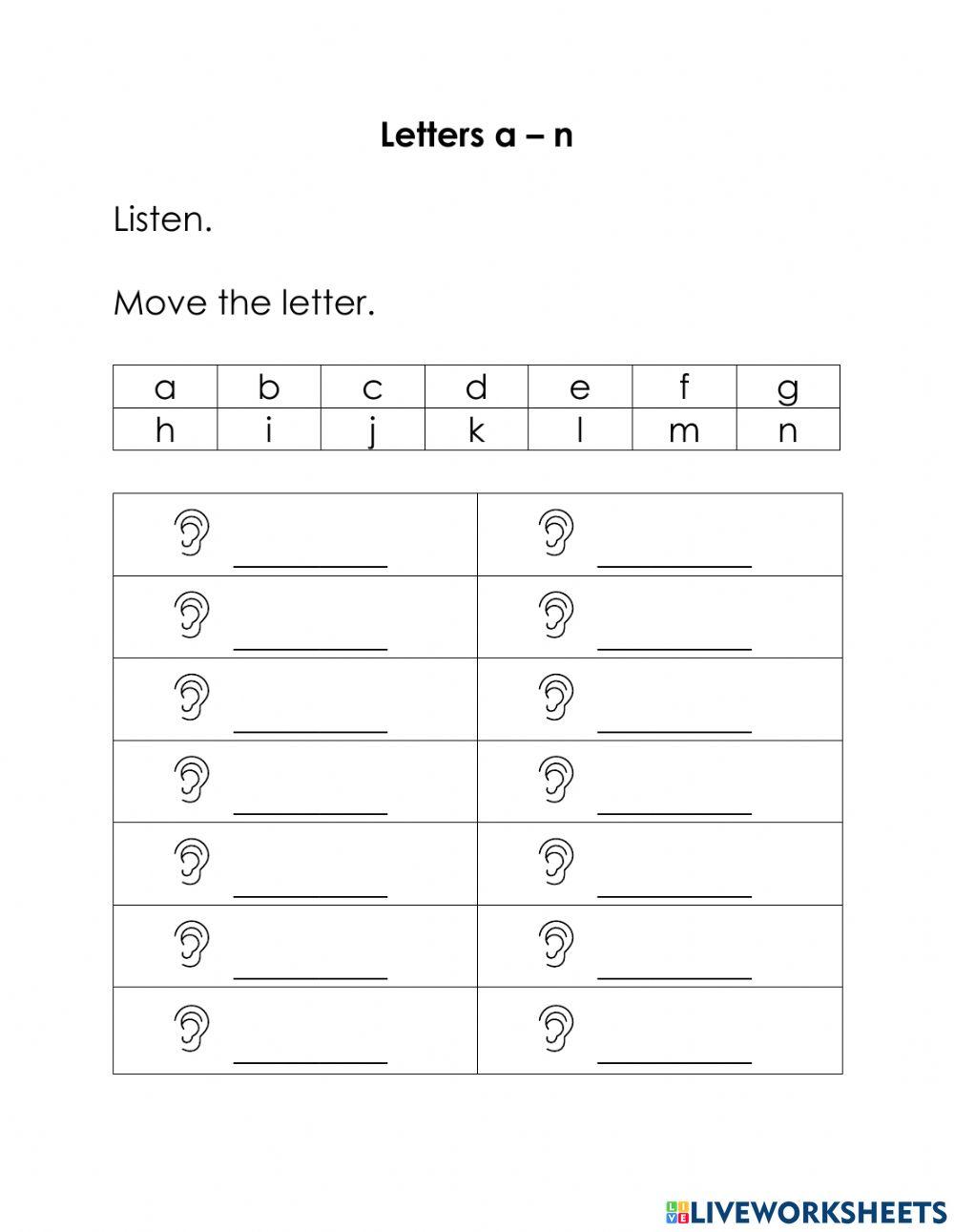 Listen: Letters a- n