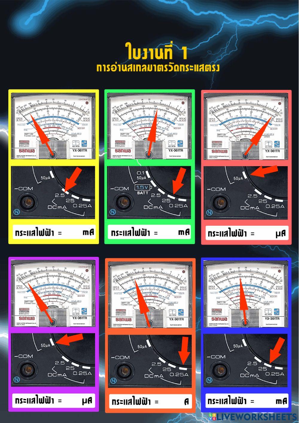 การอ่านสเกลมาตรวัดกระแสไฟฟ้ากระเเสตรง