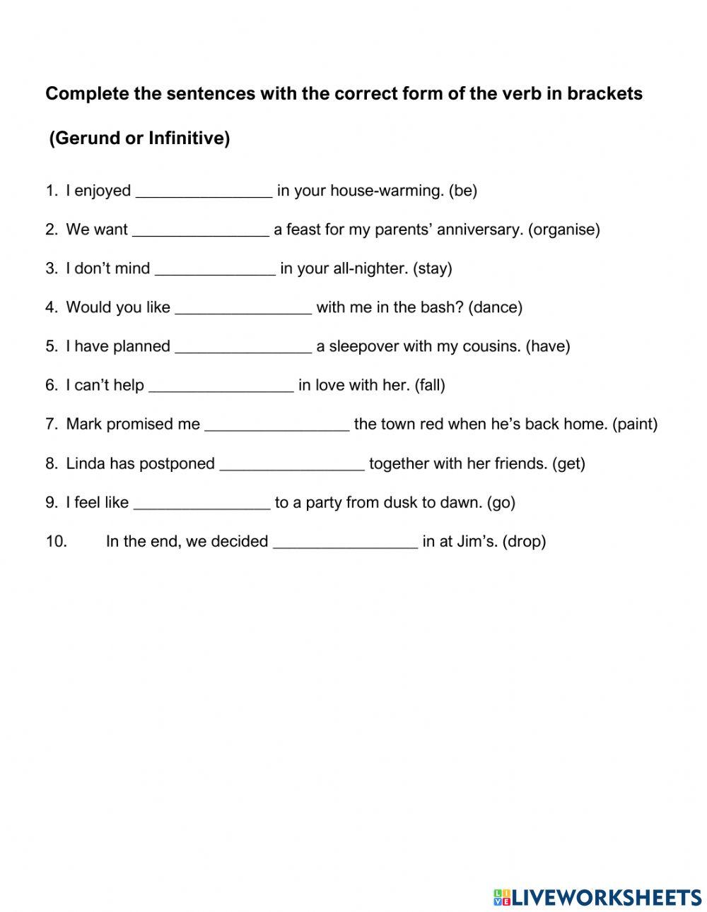 Gerund or Infinitive?