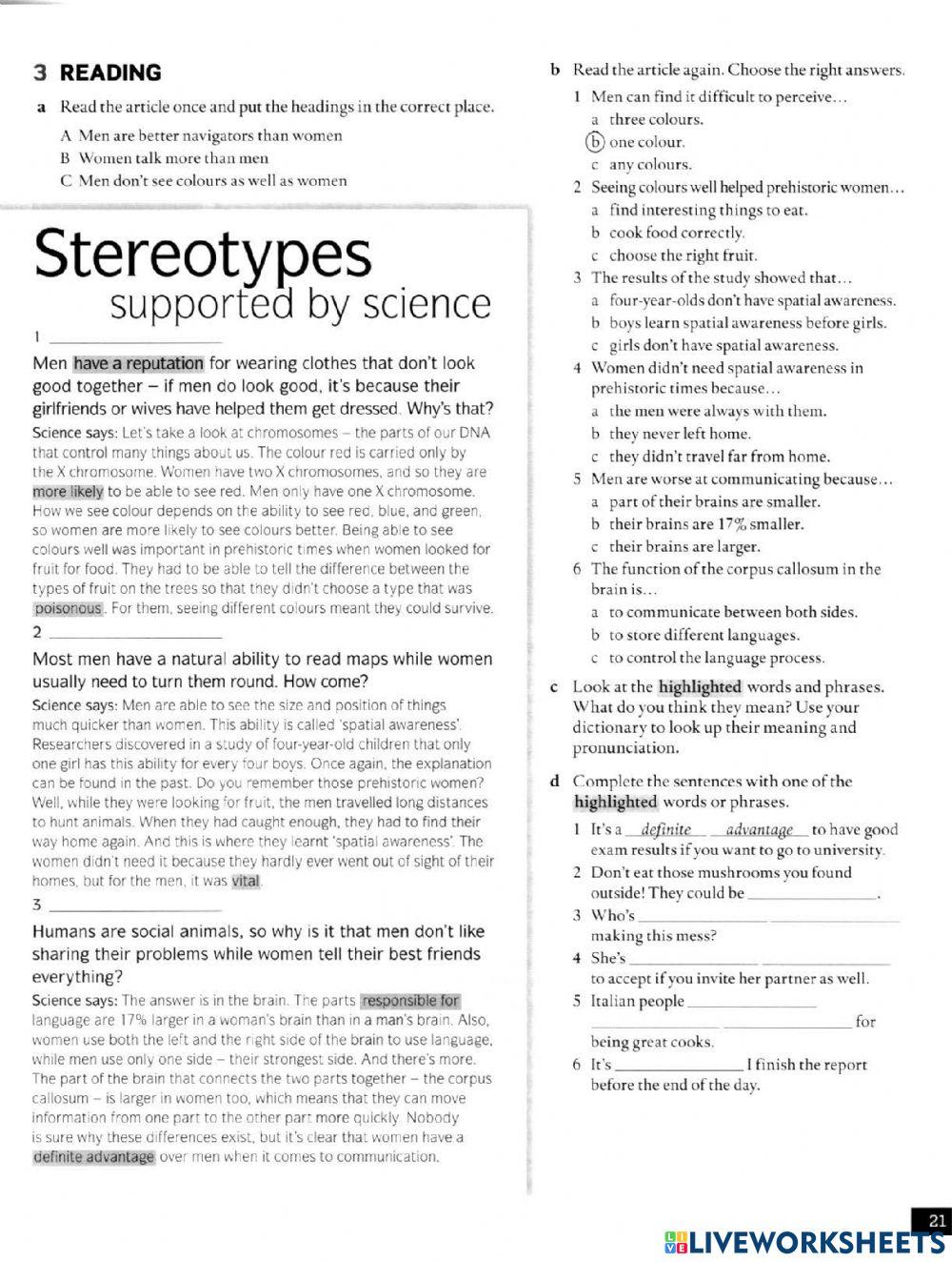 Men and women stereotypes - NEF 3B