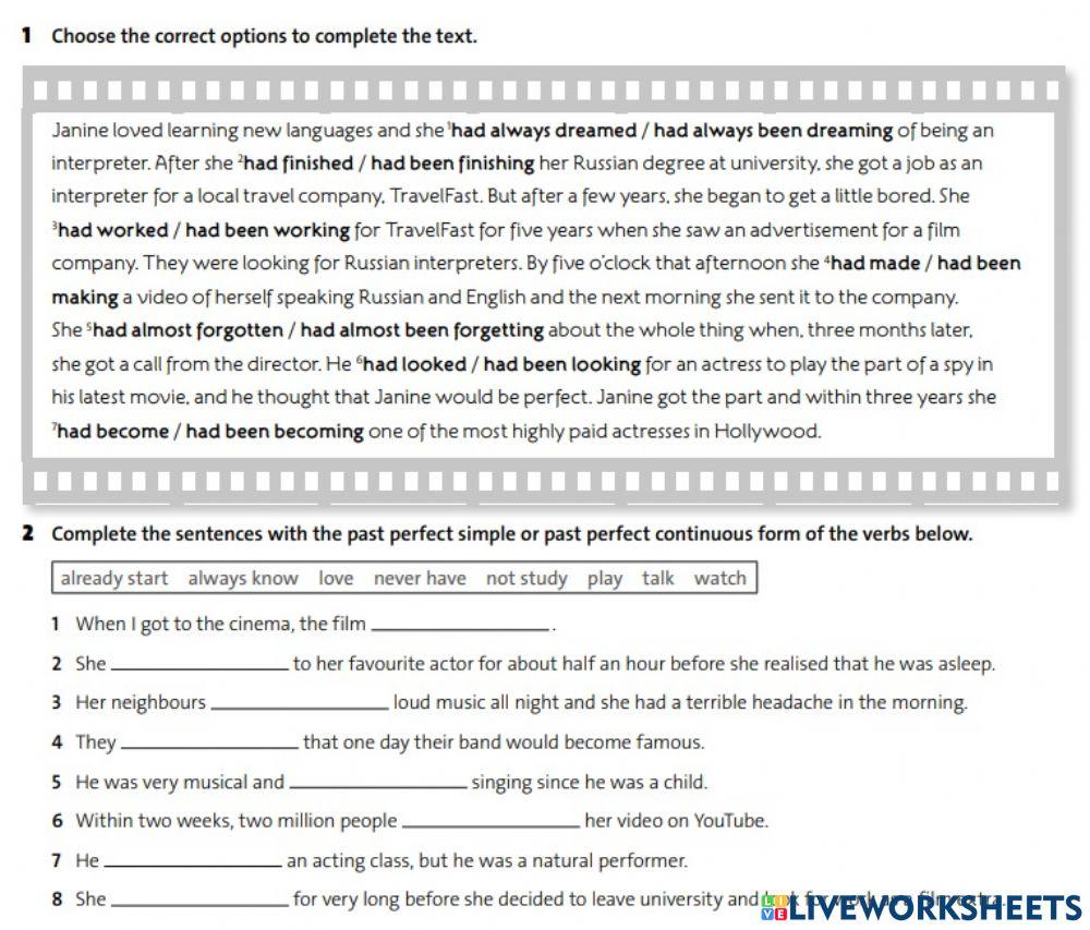 Past perfect simple-continuous