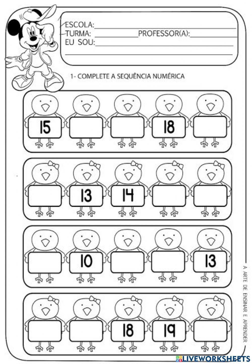 Complete os números - Nível 2