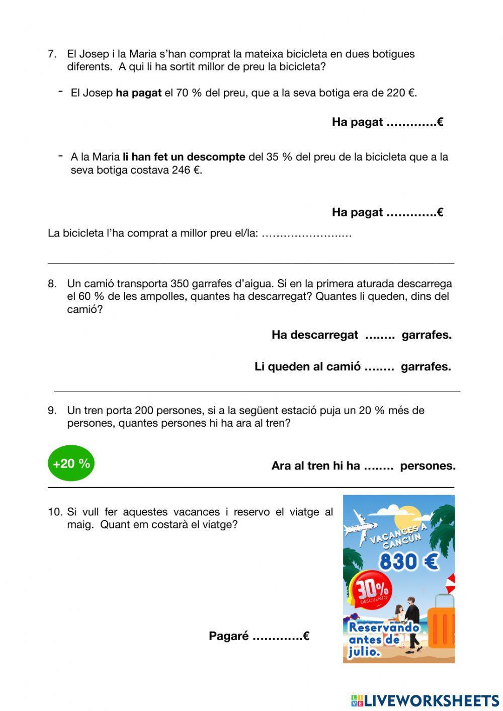 Descomptes i increments.