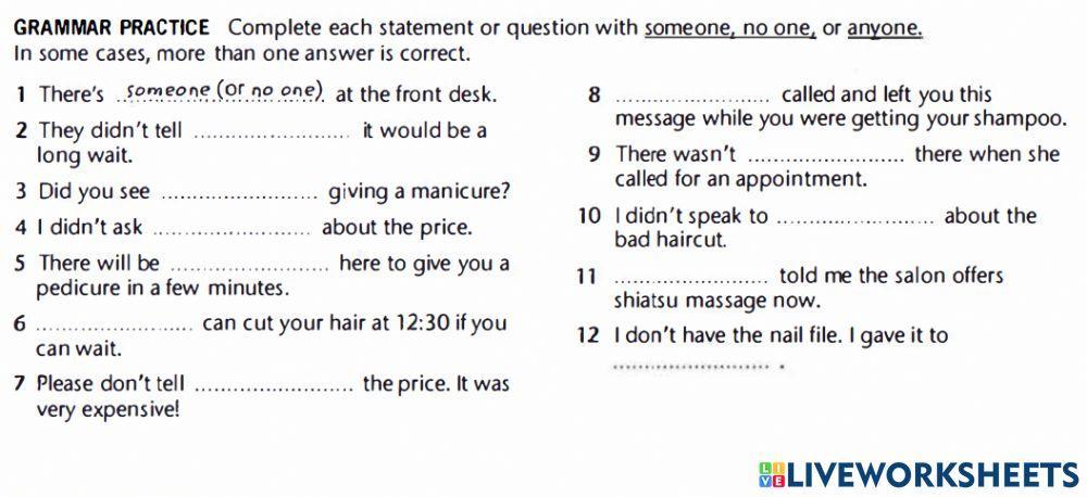 Someone, anyone, no one