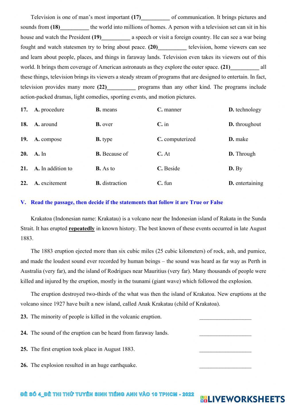 Đề 4 - TS 10 TPHCM - 2022