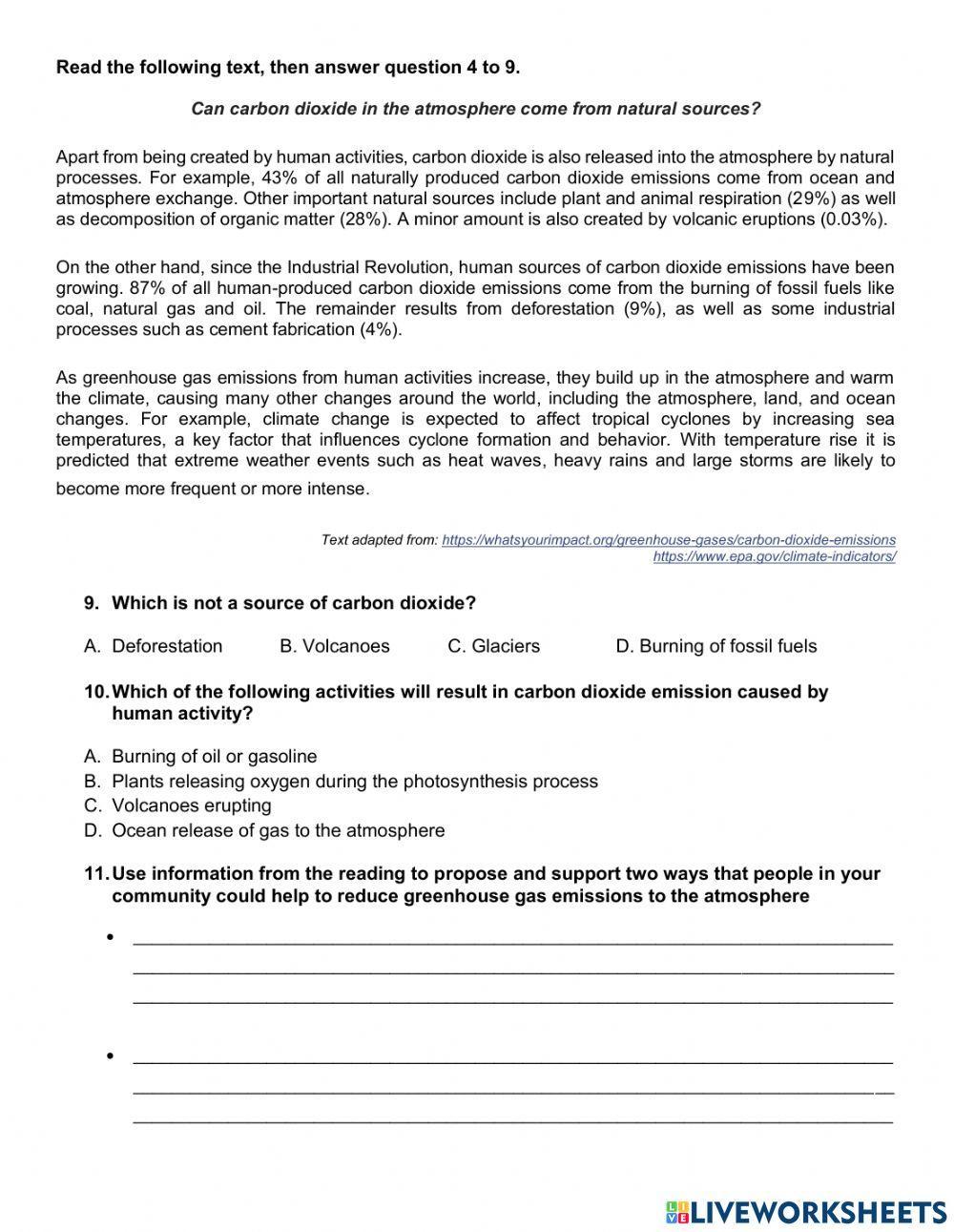 Test Climate Change 5th grade